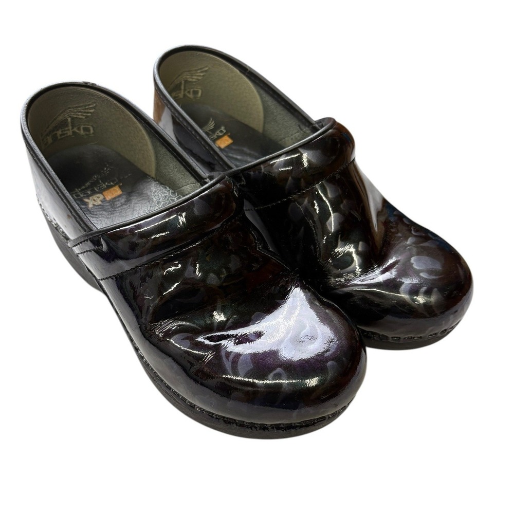 Dansko XP 2.0 Floral Patent Clogs Nursing Comfort Slip On‎ Professional Shoes 39